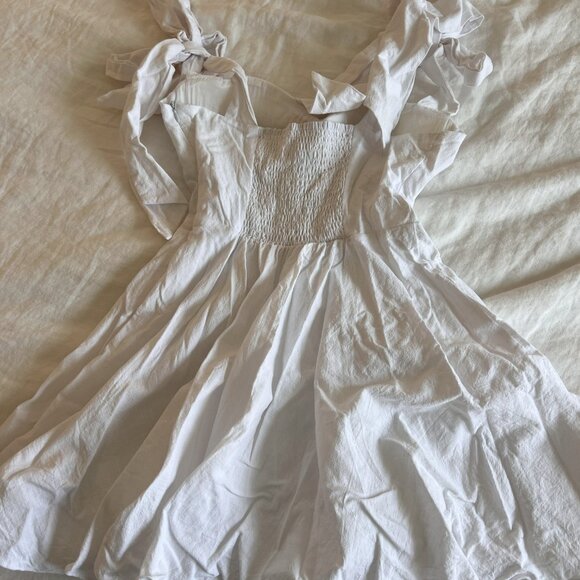 White Linen Mini Dress - Picture 3 of 4